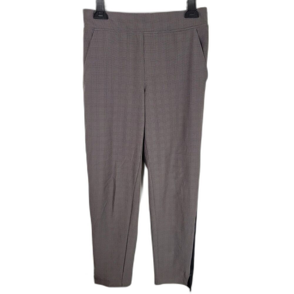 Athleta Plaid Brown Black Tuxedo Brooklyn Ankle Pants